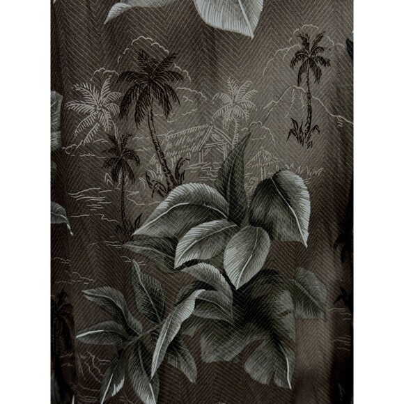 Vintage Hawaiian Shirt Croft & Barrow Palm Leaf Tiki Brown Rayon Aloha Y2K Large - Picture 4 of 8